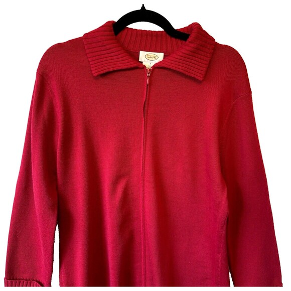 Talbots Women's Cardigan Sweater Size Small 100% Wool Red Zip Up Long Sleeve - Picture 3 of 10